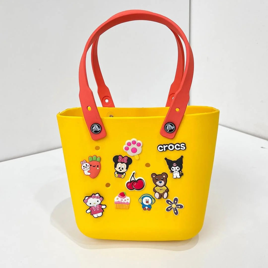 Crocs Medium Beach Bag – Stylish Silicone Tote with Charms