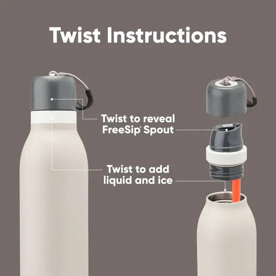 Owala FreeSip Twist 18oz Insulated Stainless Steel Water Bottle – Mint/White (Iced Breeze), BPA-Free with Straw