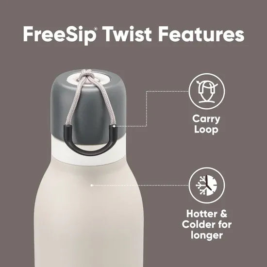 Owala FreeSip Twist 18oz Insulated Stainless Steel Water Bottle – Mint/White (Iced Breeze), BPA-Free with Straw