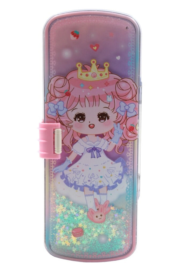 "Cute Glitter Lock Pencil Cases – Unicorn, Princess & Astronaut Designs"