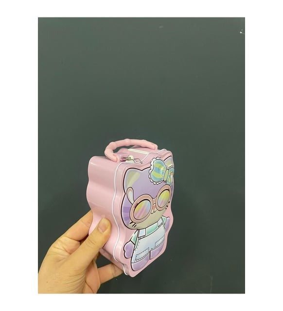 Cute Cat Metal Money Box with Lock & Key – Cartoon Piggy Bank for Kids