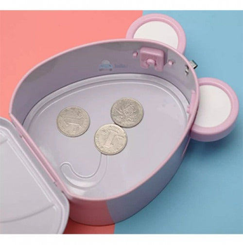 Cute Mouse Metal Money Box with Lock & Key – Cartoon Piggy Bank for Kids.