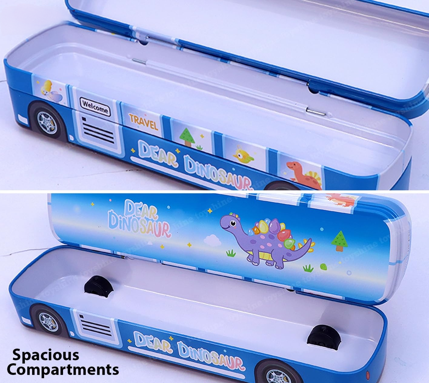 🚌 Kids Cartoon Bus-Shaped Metal Pencil Box