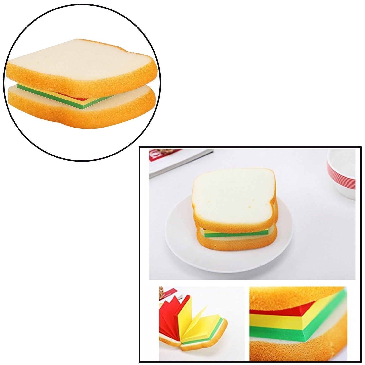Sandwich Shaped Notepad – Mini Sticky Notes Memo Pad | Unique & Fun Stationery Gift (Multicolor)