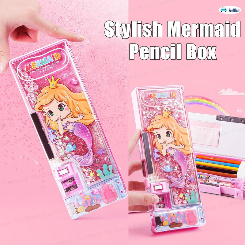 Magical Cartoon Pencil Box for Kids – Mermaid, Unicorn, Space & Dino Designs