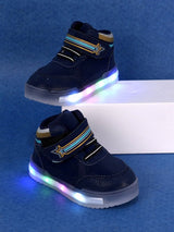 Kids' Navy Blue LED Sneakers with Velcro Strap