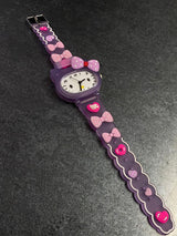 Girls Printed Dial & Purple Silicon Strap Analogue Watch - Kitty Purple