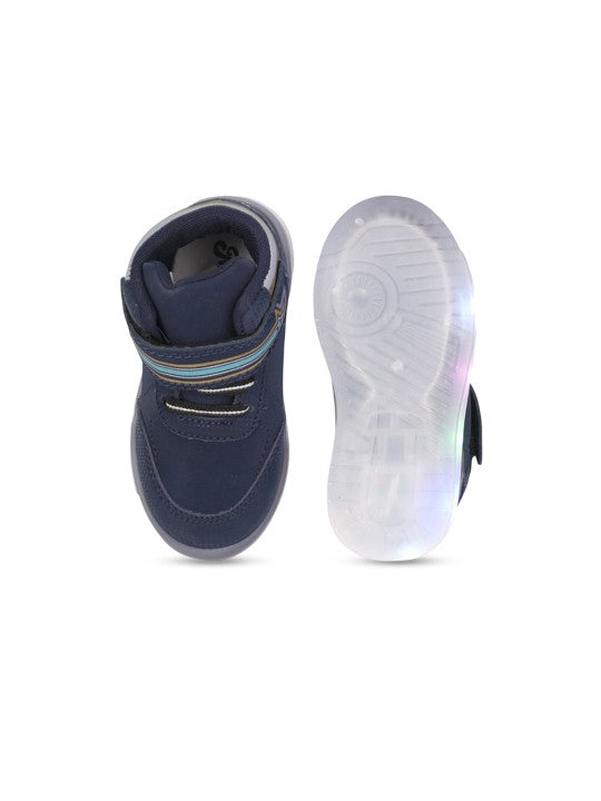 Kids' Navy Blue LED Sneakers with Velcro Strap