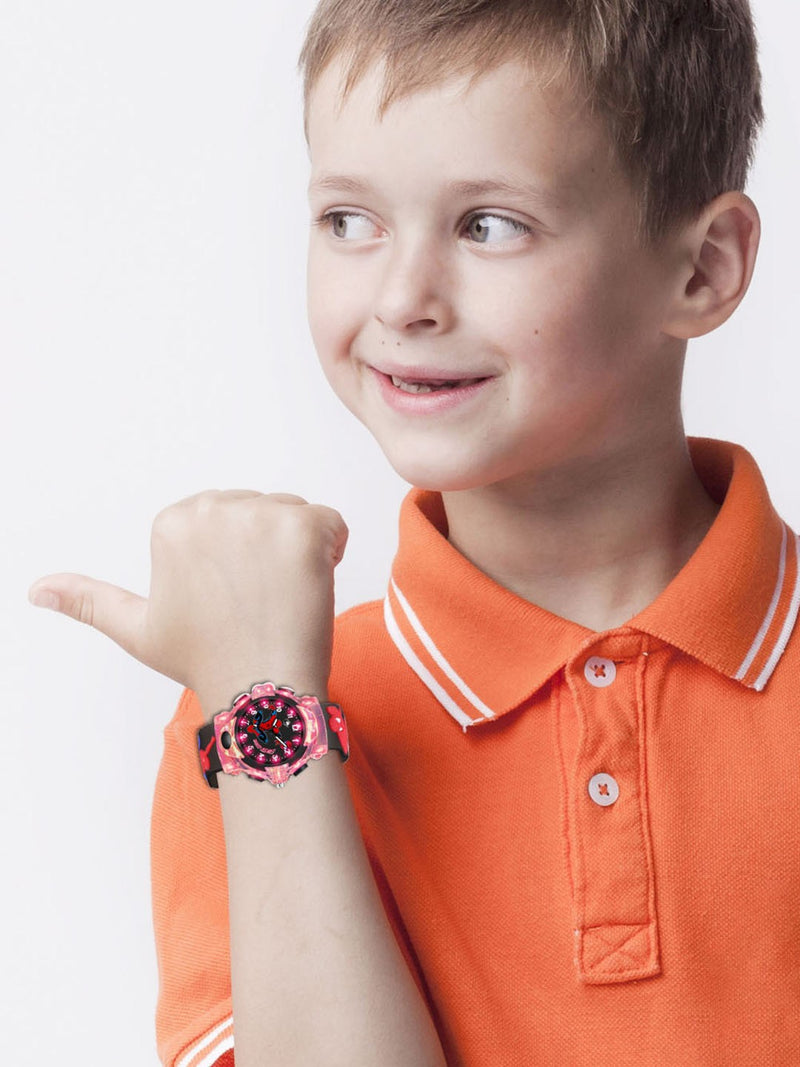 Kids - Boys Printed LED Dial & Straps Analogue Watch Spiderman Black