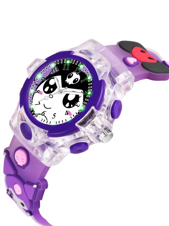 Girls Printed Dial & Straps Analogue Watch Kuromi Purple