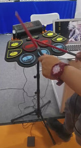 Digital Electronic Drums | 11 Pads, 5 Tones, 3 Rhythms - Portable Roll-Up Drum Set with Foot Pedals & Drumsticks for All Ages