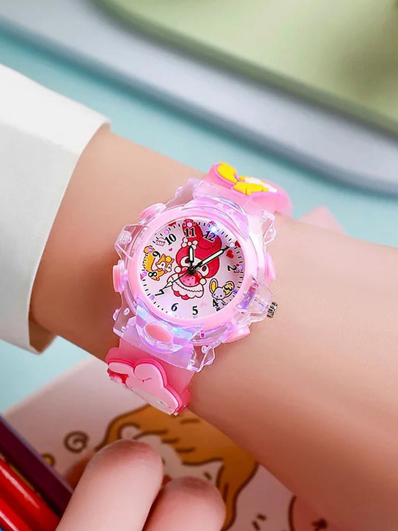 Girls Printed Dial & Straps Analogue Watch Melody Pink