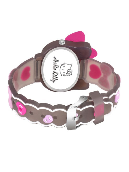 Girls Printed Dial & Straps Analogue Watch Black Kitty