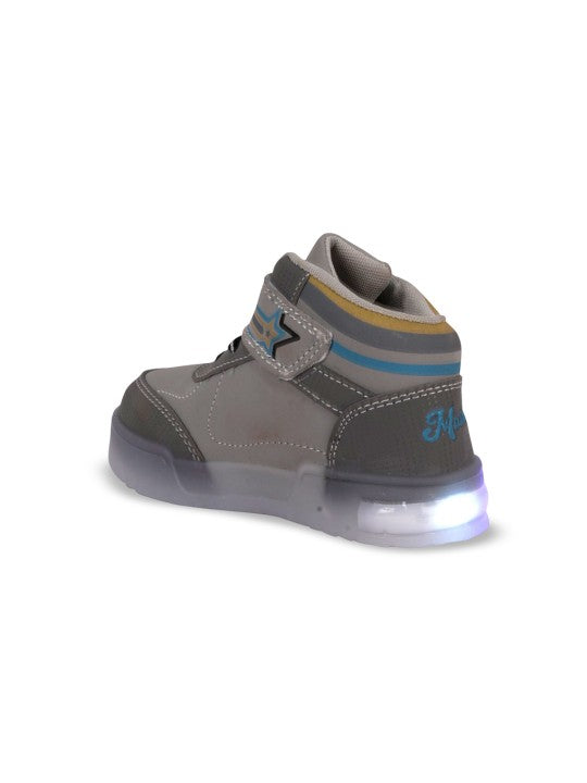 Kids' Grey LED Sneakers with Velcro Strap