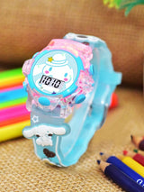 Kids - Girls Patterned Dial & Straps Digital Multi-Function Watch Cinna Blue