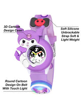 Girls Patterned Dial & Straps Analogue Watch Kuromi Purple