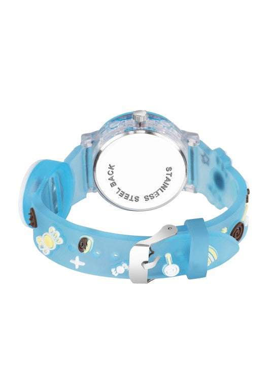 Girls Patterned Dial & Straps Analogue Watch Skyblue