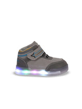 Kids' Grey LED Sneakers with Velcro Strap